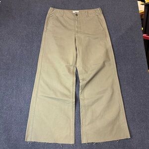 Denim & Supply Ralph Lauren Baggy Flare Pants Olive Green Mens 32 Raw Hem